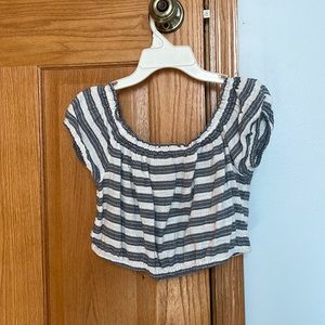 Blue and white crop top